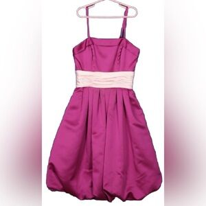 Impressions Satin A-line Dress Pockets
Bubble Hem Barbiecore Lined Sz 2 Fuchsia‎